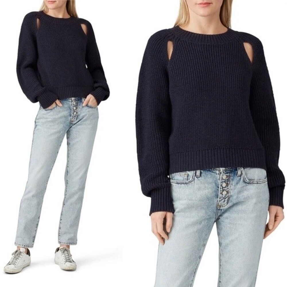 Vox Lux navy slash shoulder sweater size S